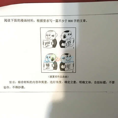 2016年高考作文題目公布 看漫畫自擬標(biāo)題