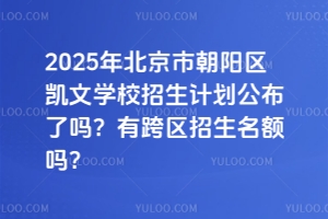 2025年北京市朝陽區(qū)凱文學(xué)校招生計(jì)劃公布了嗎？有跨區(qū)招生名額嗎？