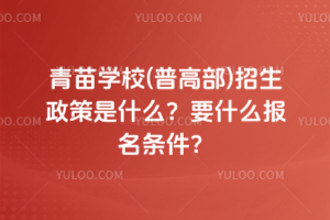 青苗學校(普高部)招生政策是什么？要什么報名條件？